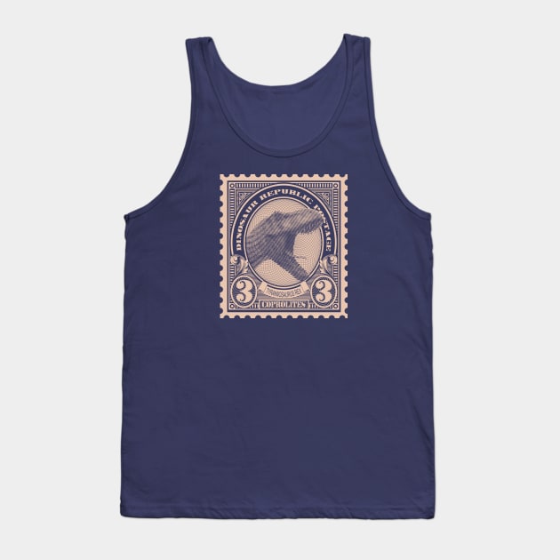 Dinosaur Republic Postage Stamp - Tyranosaurus Tank Top by DrPeper